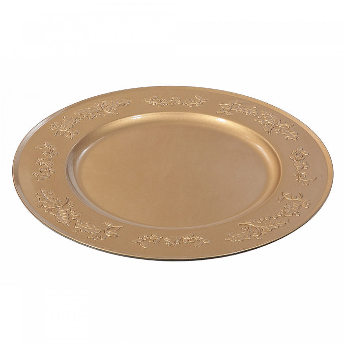 Assiette de présentation dorée ornée de lierre