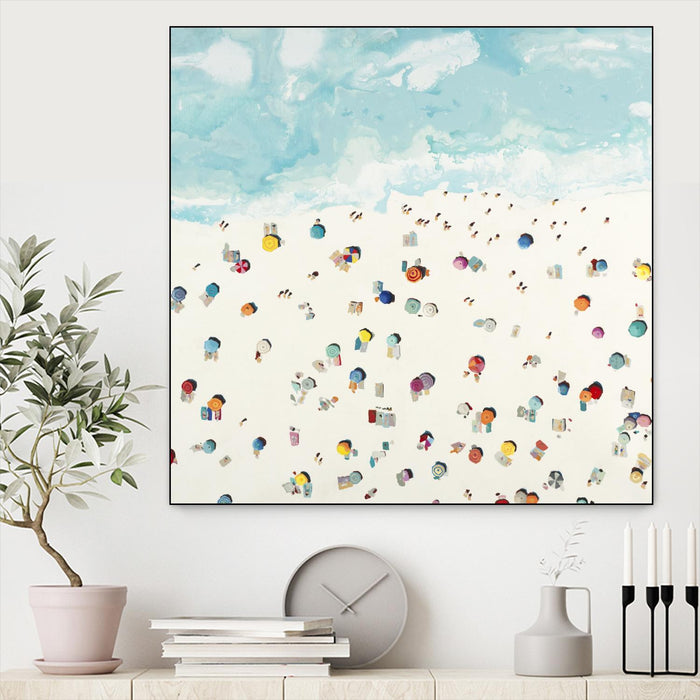 Œuvre d'art murale sur toile encadrée noire « Beach Days » 20 x 20