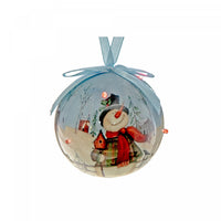 Ornement à DEL représentant un bonhomme de neige et une cabane à oiseaux, avec un ruban - ensemble de 12 ornements de Noël