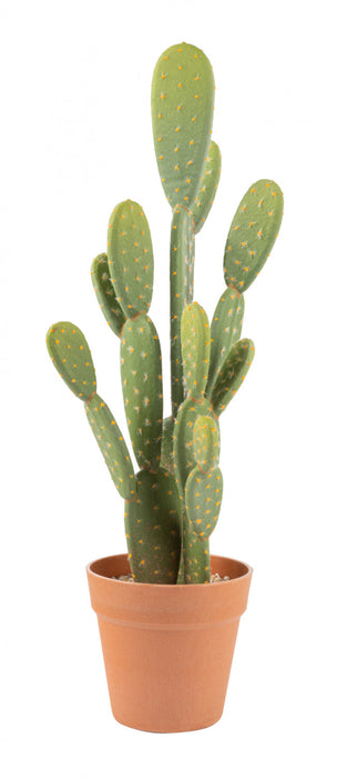 Cactus opuntia artificiel de 21 po en pot terracotta