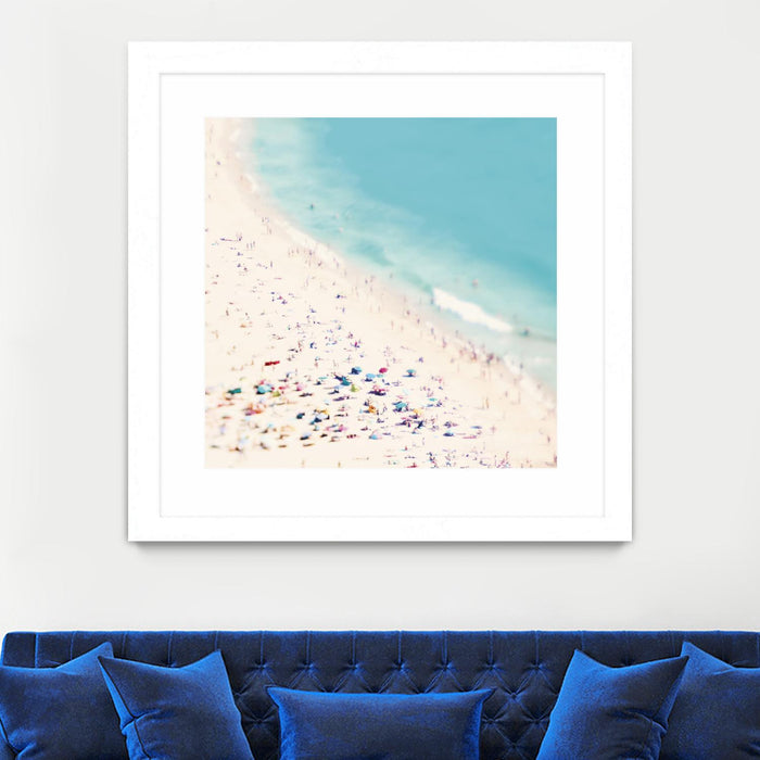 Œuvre d’art murale encadrée blanche et mate « Beach Love » 36 x 36