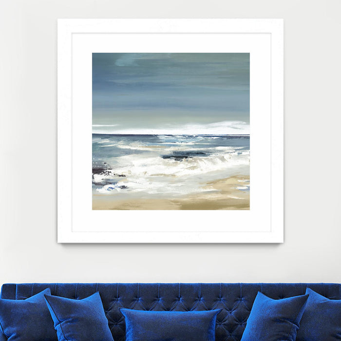 Œuvre d’art murale encadrée blanche et mate « East Coast Ii » 36 x 36