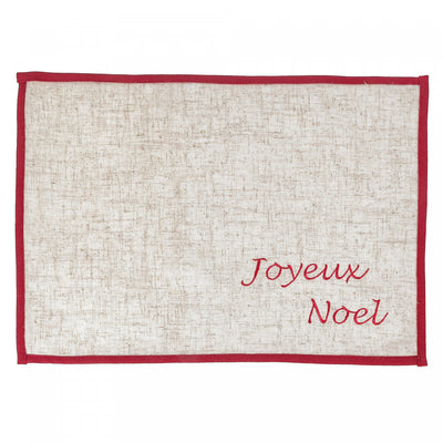 Embroidered Placemat Joyeux Noel 13 x 18 - Set of 12|Napperon brodé « Joyeux Noël » 13 x 18 - ensemble de 12