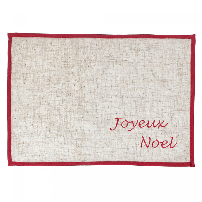 Napperon brodé « Joyeux Noël » 13 x 18 - ensemble de 12