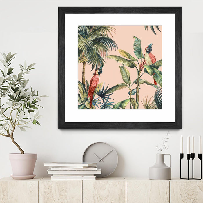 Œuvre d'art murale sur toile encadrée noire « Tropicano Ii » 30 x 30