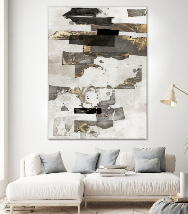 Œuvre d’art murale Giant Art « Gold And Black Ink I » 72 x 54