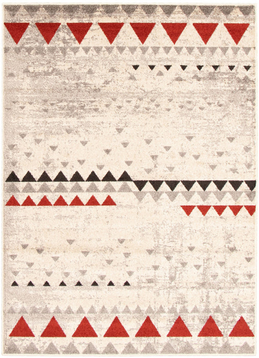Carpette Raja ivoire-rouge - 5 pi 3 pox 7 pi 3 po