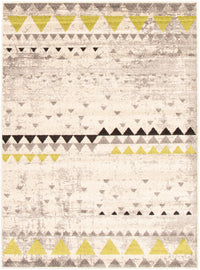 Carpette Raja ivoire-verte - 5 pi 3 pox 7 pi 3 po