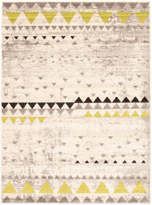 Carpette Raja ivoire-verte - 5 pi 3 pox 7 pi 3 po