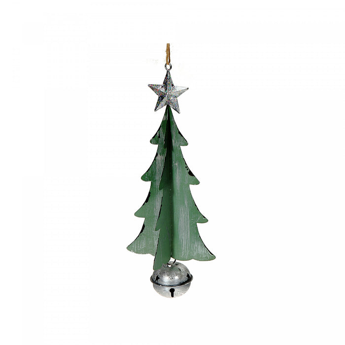 Ornement sapin 3D avec clochette 10,25 po en métal - ensemble de 4 ornements de Noël