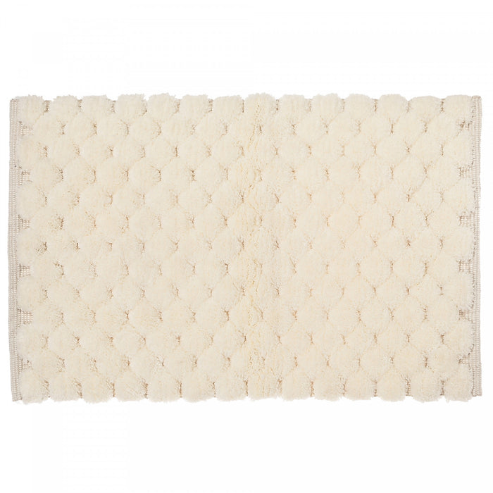 Tapis de salle de bain 20 x 32 de couleur naturelle tissé à la main avec pompon