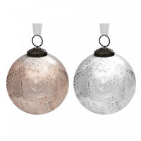 4 ornements de 4 po en verre de couleur bronze ou mercure avec feuilles embossées - ensemble de 4 ornements de Noël