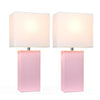 Ensemble 2 lampes de table moderne Elegant Designs en cuir rose tendre