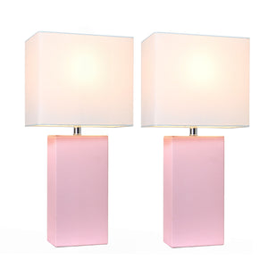 Ensemble 2 lampes de table moderne Elegant Designs en cuir rose tendre