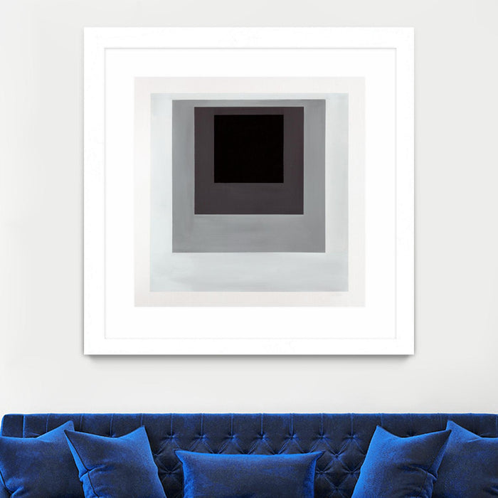 Œuvre d’art murale encadrée blanche et mate « Inside Box Thinker » 36 x 36