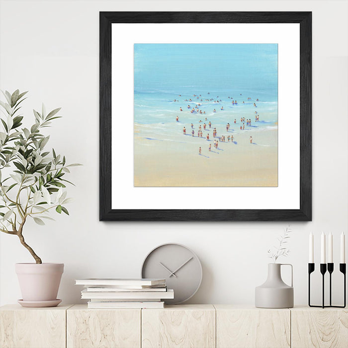 Œuvre d’art murale encadrée noire et mate « Beach Day Ii » 30 x 30