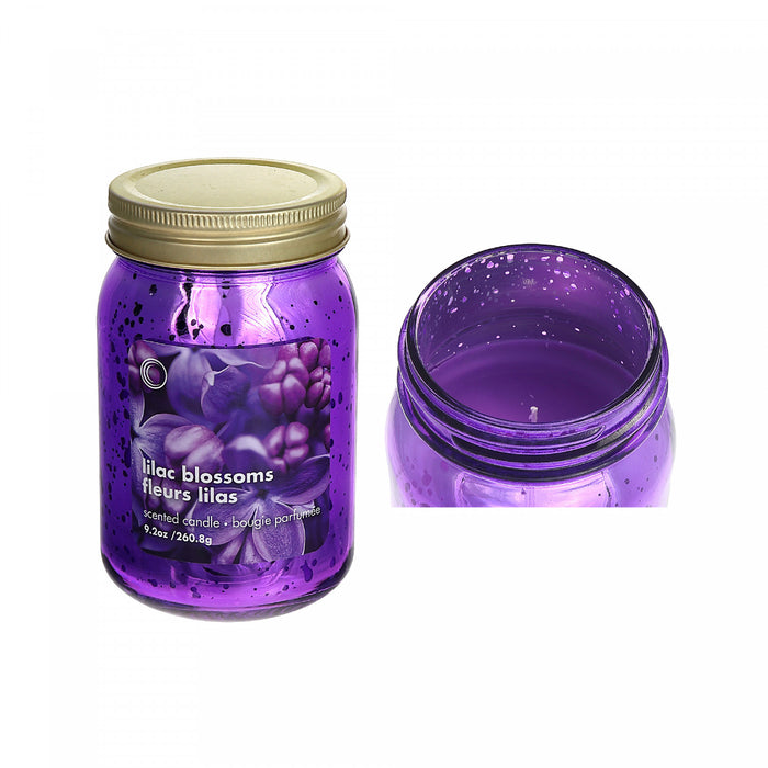 Chandelle de 9,2 oz à arôme de fleurs lilas dans un pot Mason électroplaqué - ensemble de 2