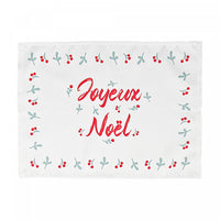 Napperon « Joyeux Noël » avec bordure ornée de houx - ensemble de 12