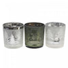 Bougeoirs pour bougie chauffe-plats en verre à motif d’hiver givré - ensemble de 3 bougeoirs