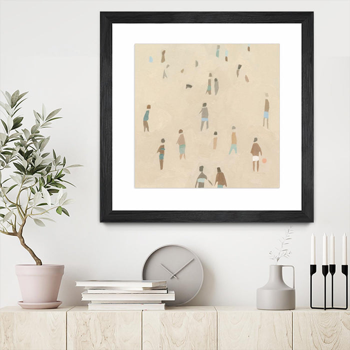 Œuvre d’art murale encadrée noire et mate « Beach Goer Iv » 36 x 36