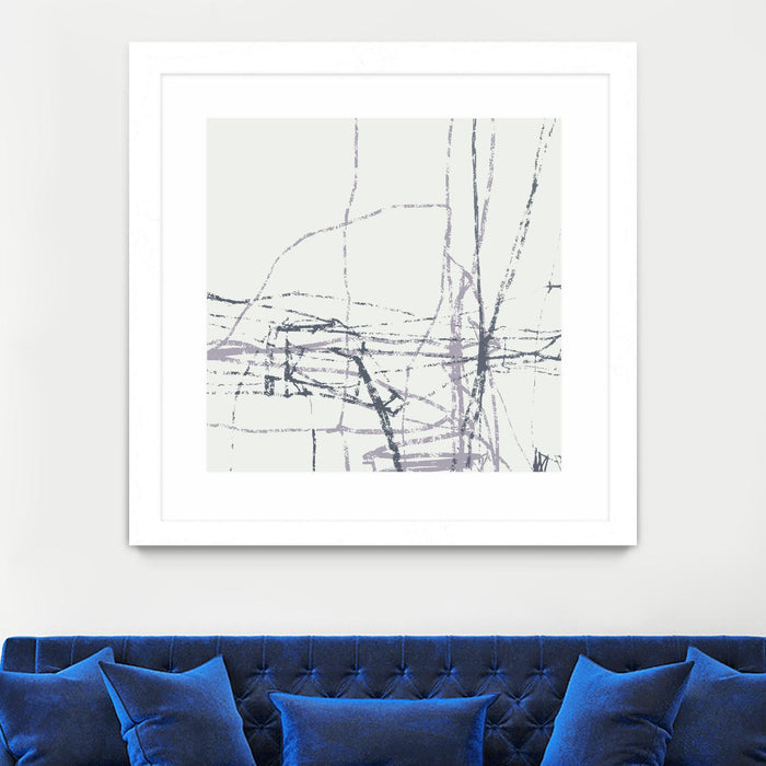 Œuvre d’art murale encadrée blanche et mate « Chalk Doodles H » 30 x 30