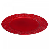 Assiette de présentation de 13 po rouge ornée de houx - ensemble de 6