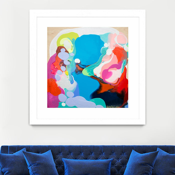Œuvre d’art murale encadrée blanche et mate « Traveling Back In Time » 30 x 30