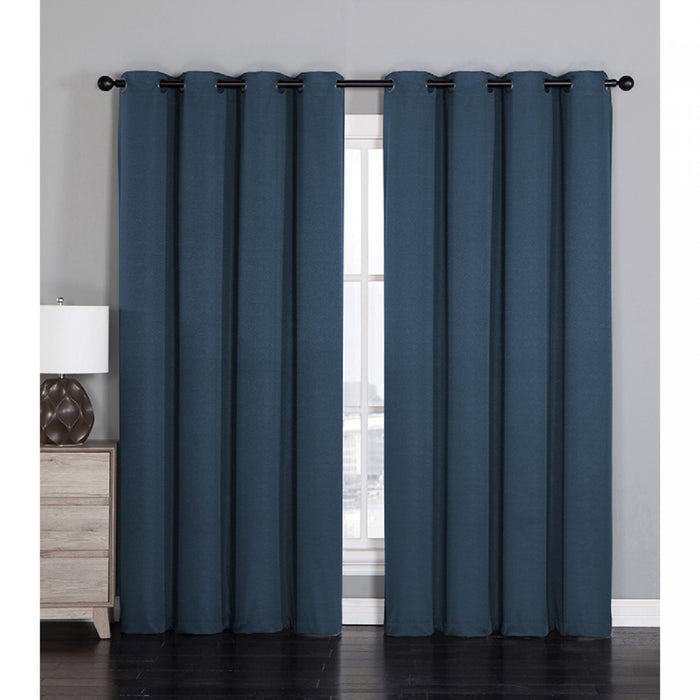 Panneau coupe-lumière Linea de 84 po bleu marine en jacquard - ensemble de 2