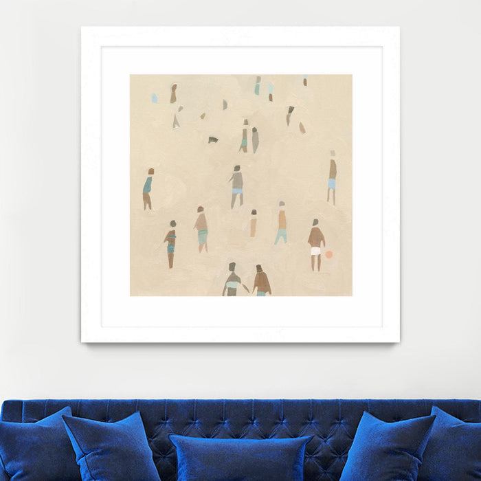 Œuvre d’art murale encadrée blanche et mate « Beach Goer Iv » 30 x 30