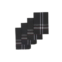 Ensemble de 4 serviettes de table noires à bordure française