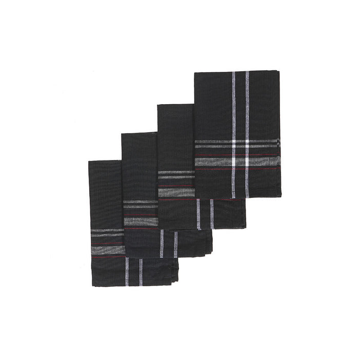 Ensemble de 4 serviettes de table noires à bordure française