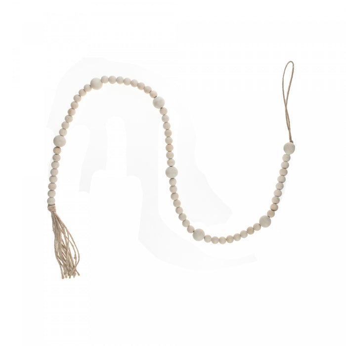 Guirlande de Noël double naturelle avec perles en bois