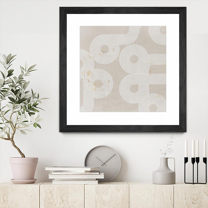 Œuvre d’art murale encadrée noire et mate « Fluxus I » 30 x 30
