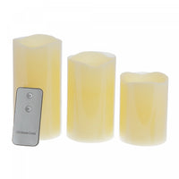 Ensemble cadeau de 3 chandelles à DEL non parfumée ivoire à rebord inégal avec télécommande