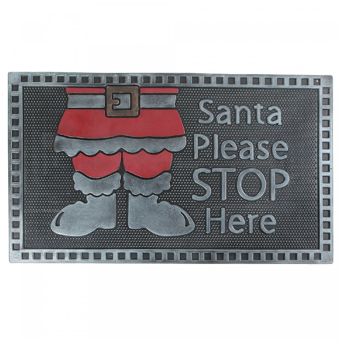 Tapis de plancher « Santa Please Stop Here » en caoutchouc