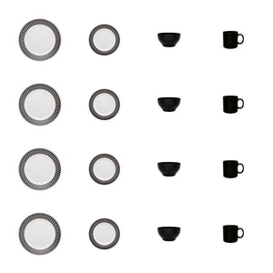 Service de vaisselle Oxford Actual 16 pièces - noir et ivoire