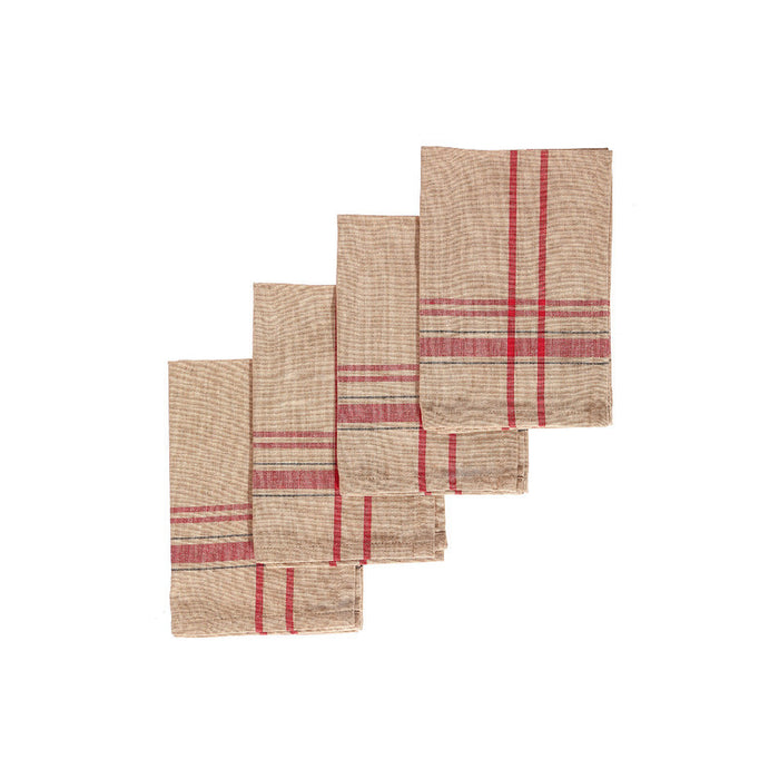 Ensemble de 4 serviettes de table taupe à bordure française
