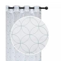 Panneau de rideau transparent 96 po en LurexMC brodé de motifs de diamants bleu sarcelle - ensemble de 2
