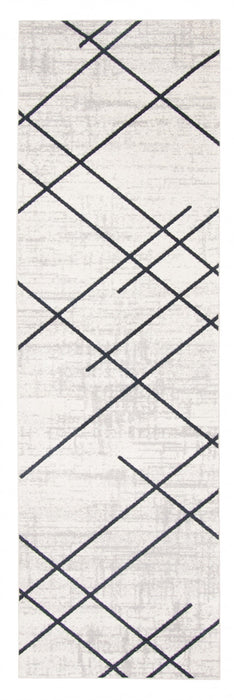 Carpette Damali ivoire et bleue lavable à la machine - 2 pi 6 po x 8 pi 0 po