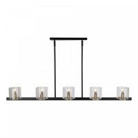 Luminaire pour îlot Salinas noir et laiton à 5 ampoules