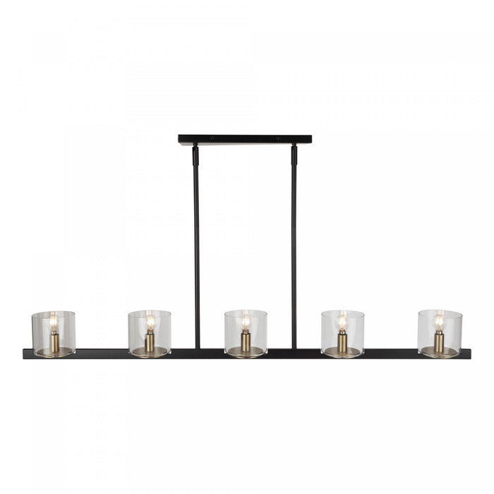 Luminaire pour îlot Salinas noir et laiton à 5 ampoules