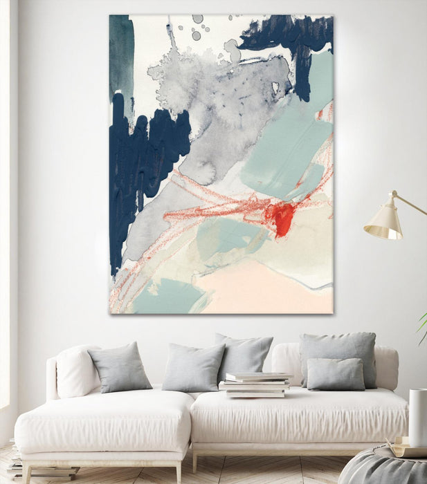 Œuvre d’art murale Giant Art « Ash Blue & Crimson I » 72 x 54