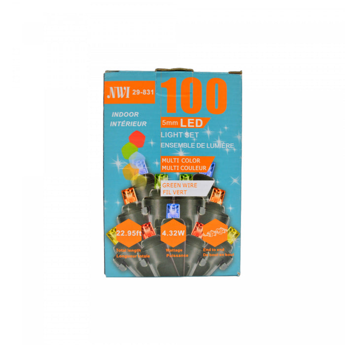 Jeu de 100 lumières à DEL de 5 mm pour l’intérieur avec ampoules multicolores - ensemble de 2 jeux de lumières de Noël