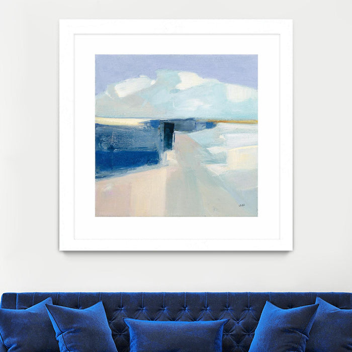 Œuvre d’art murale encadrée blanche et mate « Sand And Sky » 30 x 30