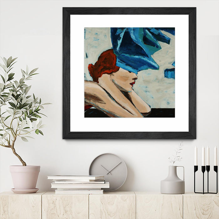 Œuvre d’art murale encadrée noire et mate « On The Rocks » 36 x 36