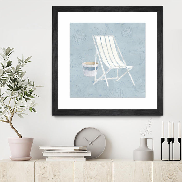 Œuvre d’art murale encadrée noire et mate « Serene Seaside Iii » 36 x 36