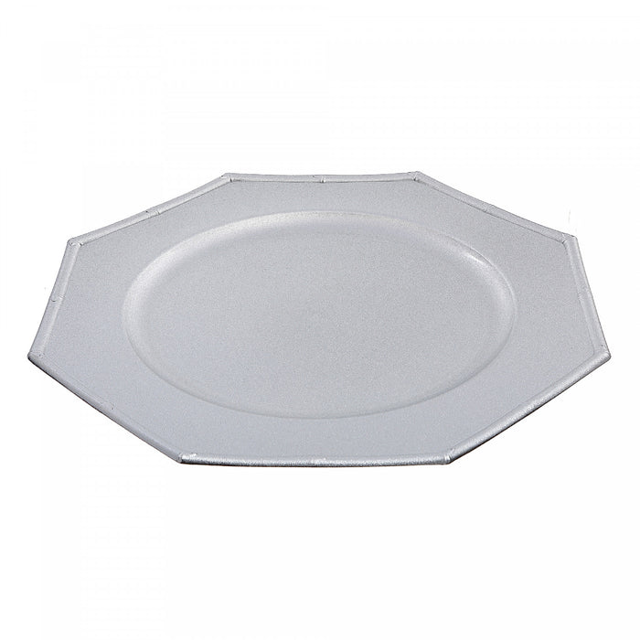 Assiette de présentation octogonale de 13 po argentée - ensemble de 6