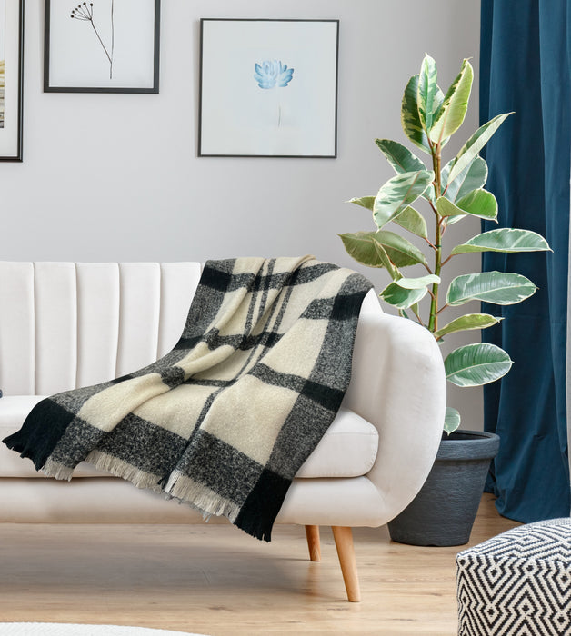 Jeté Stuhleck crème et noir - 50x60