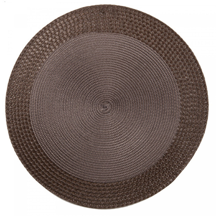 Napperon rond en vinyle avec bordure de couleur chocolat - ensemble de 12