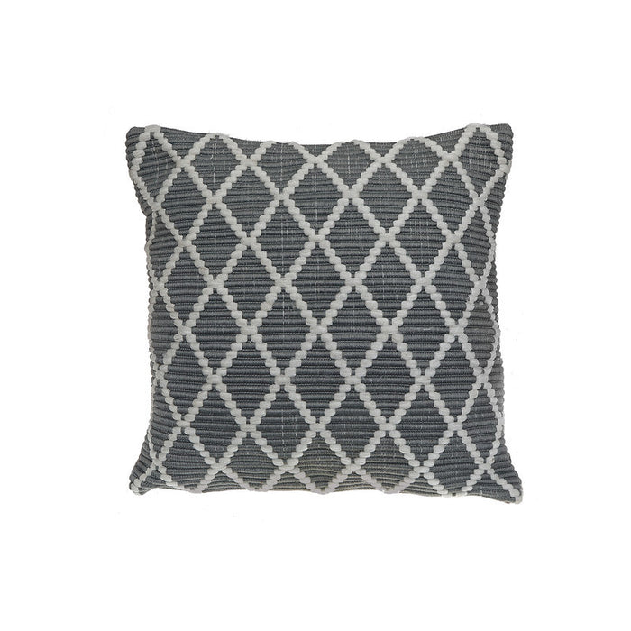Coussin côtelé gris à motif de diamants - ensemble de 2